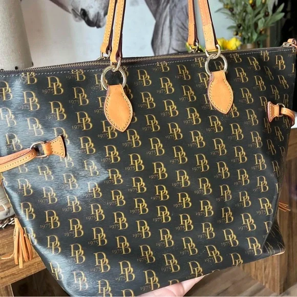 Dooney & Bourke Brown and Tan Tote with Signature Monogram - Picture 4 of 7